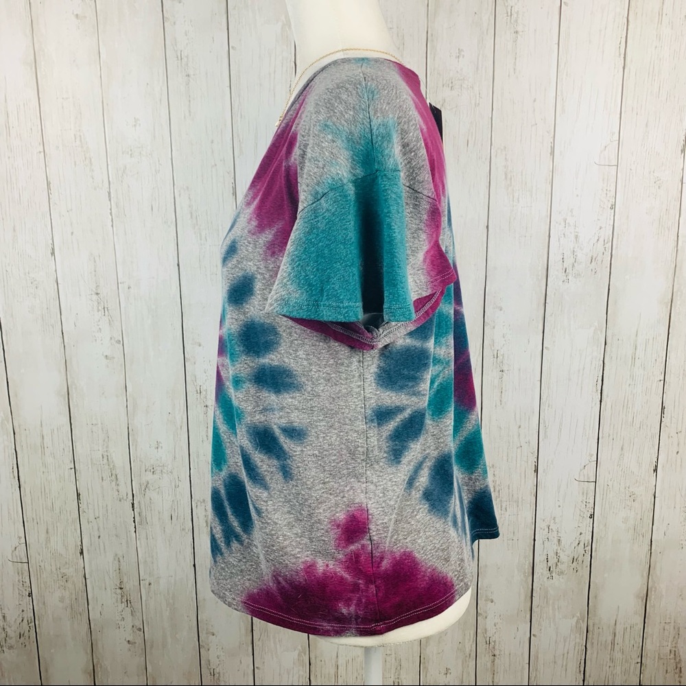 🔥ANTHROPOLOGIE🔥T. LA SPIRAL TIE DYE TEE V-NECK T-SHIRT GRAY/PURPLE XS NWT - Picture 5 of 7